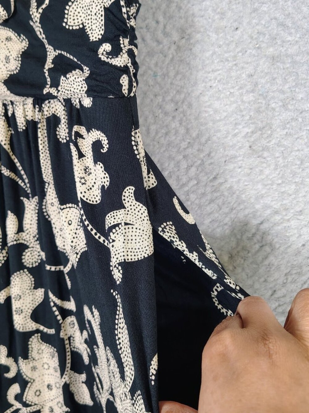 Moulinette Soeurs By Anthropologie Maxi Dress Women S Black Cream Floral Jersey - Picture 4 of 11